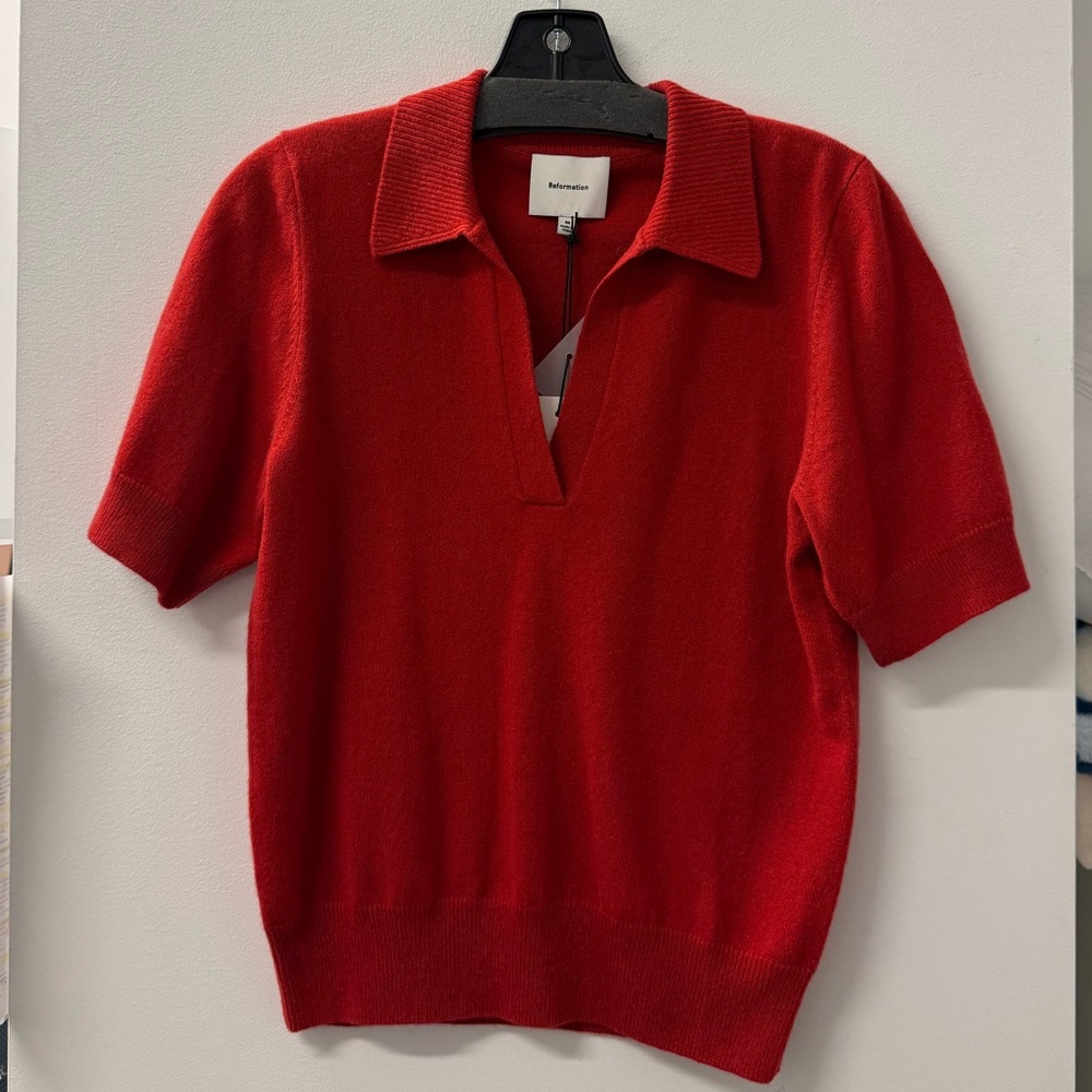 NWT reformation Louise Cashmere Polo Sweater